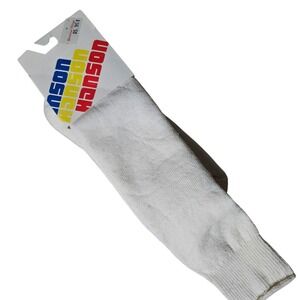 Hanson Vintage Mens Ski Socks Worsted Wool Blend Cream White Size 10-13 USA Made